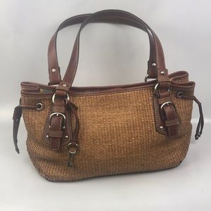 Fossil Keyper Woven Handbag Brown/Tan